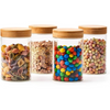 Femora Kitchen Storage Jars Borosilicate Glass With Wooden Lid Air Tight Jar | 550 Ml | Pack of 4 | Transparent