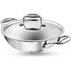 Vinod Platinum Triply Stainless Steel Kadai with lid 3.7 Litre (28 cm) | 2.5mm Thick | 3 Layer Stainless Steel Cookware