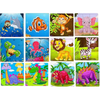 Fiddly's Wood Jigsaw Puzzles for Kids & Children | 9 Pieces | Pack of 12 | Animals+ Dinos+ Sea | Age 3+