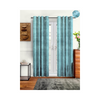Cortina 2 Piece Solid Design Panel Eyelet Velvet Door Curtains | 7 Feet | Sky Blue