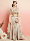 AKS Couture Floral Printed Ready to Wear Lehenga & Blouse With Cape Dupatta