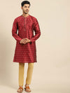 Amodh by Kisah Men Maroon Kurta (Set of 2)