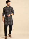 Anouk Men Black Printed Regular Pure Cotton Kurta with Pyjamas