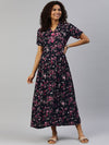 MomToBe Blue Floral Maternity Maxi Nursing Dress