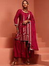 IMARA Ethnic Motifs Printed Panelled Kurta with Sharara & Dupatta