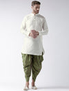 Deyann Men Off-White & Green Solid Kurta with Patiala