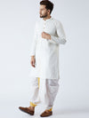 Sojanya Men Cream Coloured & White Embroidered Kurta with Dhoti Pants