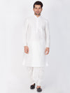 Vastramay Men White Solid Kurta with Dhoti Pants