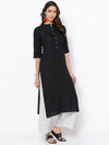 Vishudh Women Black Solid Straight Kurta