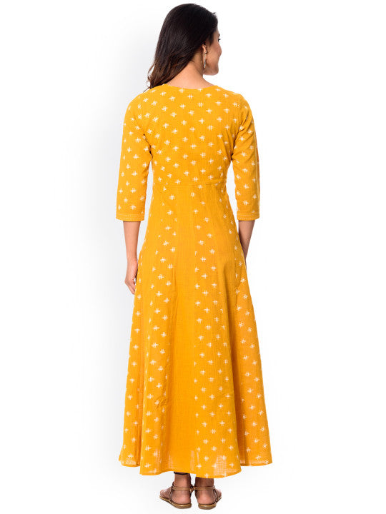 anayna Women Yellow Printed Maxi Dress