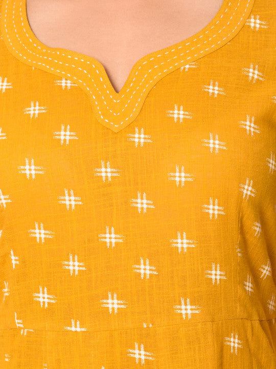 anayna Women Yellow Printed Maxi Dress