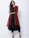 Vishudh Women Black & Maroon Printed A-Line Kurta