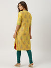 IMARA Women Yellow & Red Printed A-Line Layered Kurta - M