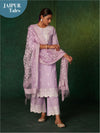 Likha Purple Scallop Embroidery Kurta Set & Dupatta LIKSKD174 (Set of 3) - M