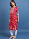 Vishudh Pink & Off White Ethnic Motifs Printed Straight Kurta