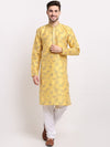 Jompers Floral Printed Thread Work Straight Kurta With Churidar