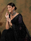 Sangria Black Floral Embroidered Sarees