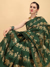 Sangria Green & Golden Ethnic Motifs Zari Silk Blend Heavy Work Banarasi Saree