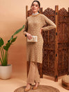 Shae by Sassafras Beige Abstract Self Design Woolen Straight Kurta