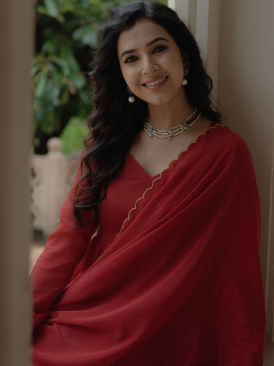 anayna Women Panelled Kurta with Trousers & With Dupatta