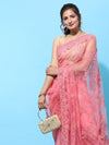 Kasee Pink Floral Sequinned Net Heavy Work Saree