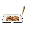 UMAI Enamel Coated Grill Pan Cast Iron 26cm Silicone Sleeve Foldable Handle Rust Proof Gas Induction