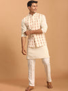 Vastramay Mandarin Collar Regular Pure Cotton Kurta With Pyjamas & Nehru Jacket