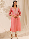 Likha Pink Kurta with Embroidery around Placket LIKKUR25 - M