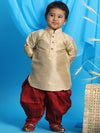 Vastramay Sishu Boys Gold & Maroon Solid Kurta with Dhoti Pants