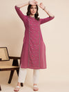 Sangria Floral Embroidered Cotton Straight Kurtas