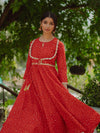 Anayna Women Maroon & Beige Bandhani Printed Kurta with Salwar