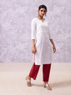 Likha Chikankari White Hand Embroidered Straight Kurta LIKKUR119