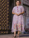 Scakhi Floral Printed Embroidered Linen Midi Kaftan