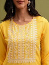 Vishudh Floral Embroidered Round Neck Straight Kurta