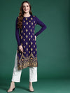 Sangria Ethnic Motifs Woven Design Knitted Kurta