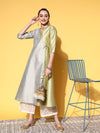 Ahalyaa Women Green Art Silk Fluid Tie Up Kurta