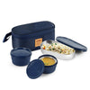 CELLO MF Micro Deck Lunch Box Set with Carry Bag, Blue - Set of 2 x 375ml