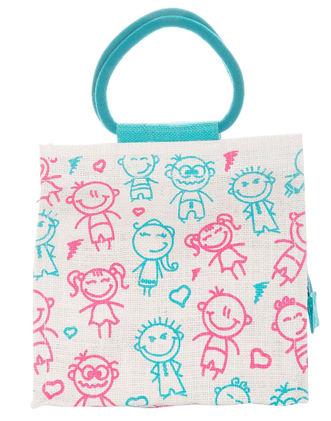 10 X 10 X 6 - CHILDREN PRINT ZIPPER LUNCH (B-045-TURQUOISE BLUE)