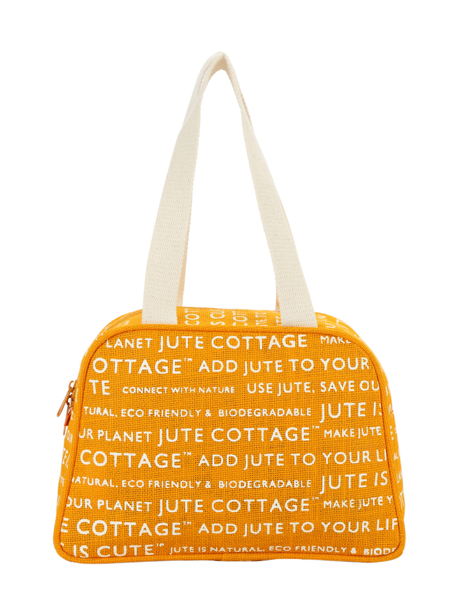 TAPE HANB-035DLE LUNCH ZIPPER (JUTE COTTAGE PRINTED) - (B-035-YELLOW)