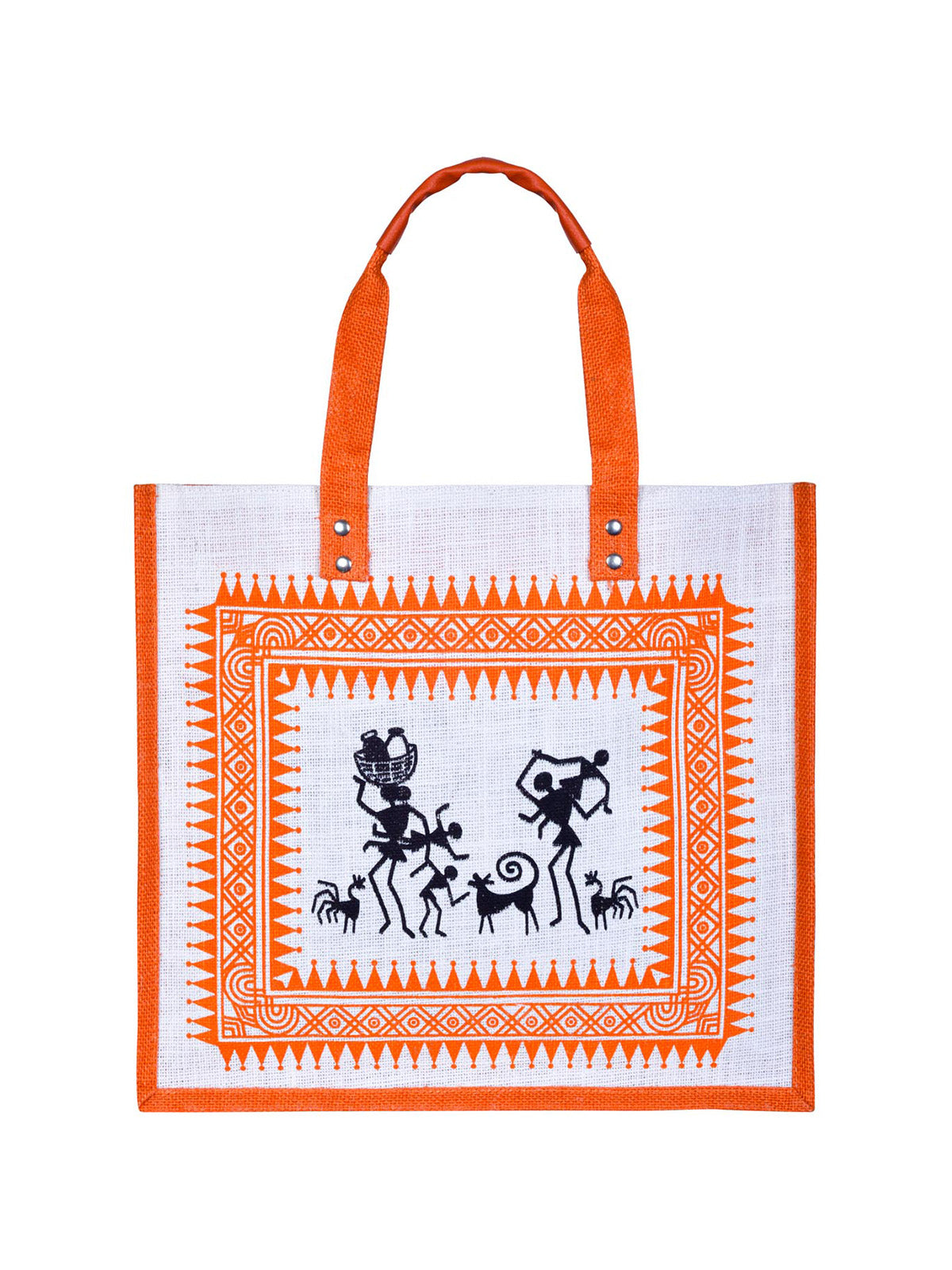 14 X 16 X 7 - WARLI PRINT ZIPPER (B-070-ORANGE)