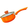 Nirlon Non Stick Induction Base Ceramic Coated Sauce Pan 18cm Diameter (Orange), 1.9 Liter