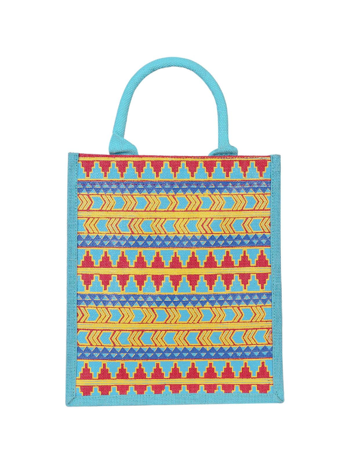 13 X 11 X 7 - AZTEC PRINT LUNCH BAG (B-064-PEACOCK BLUE)