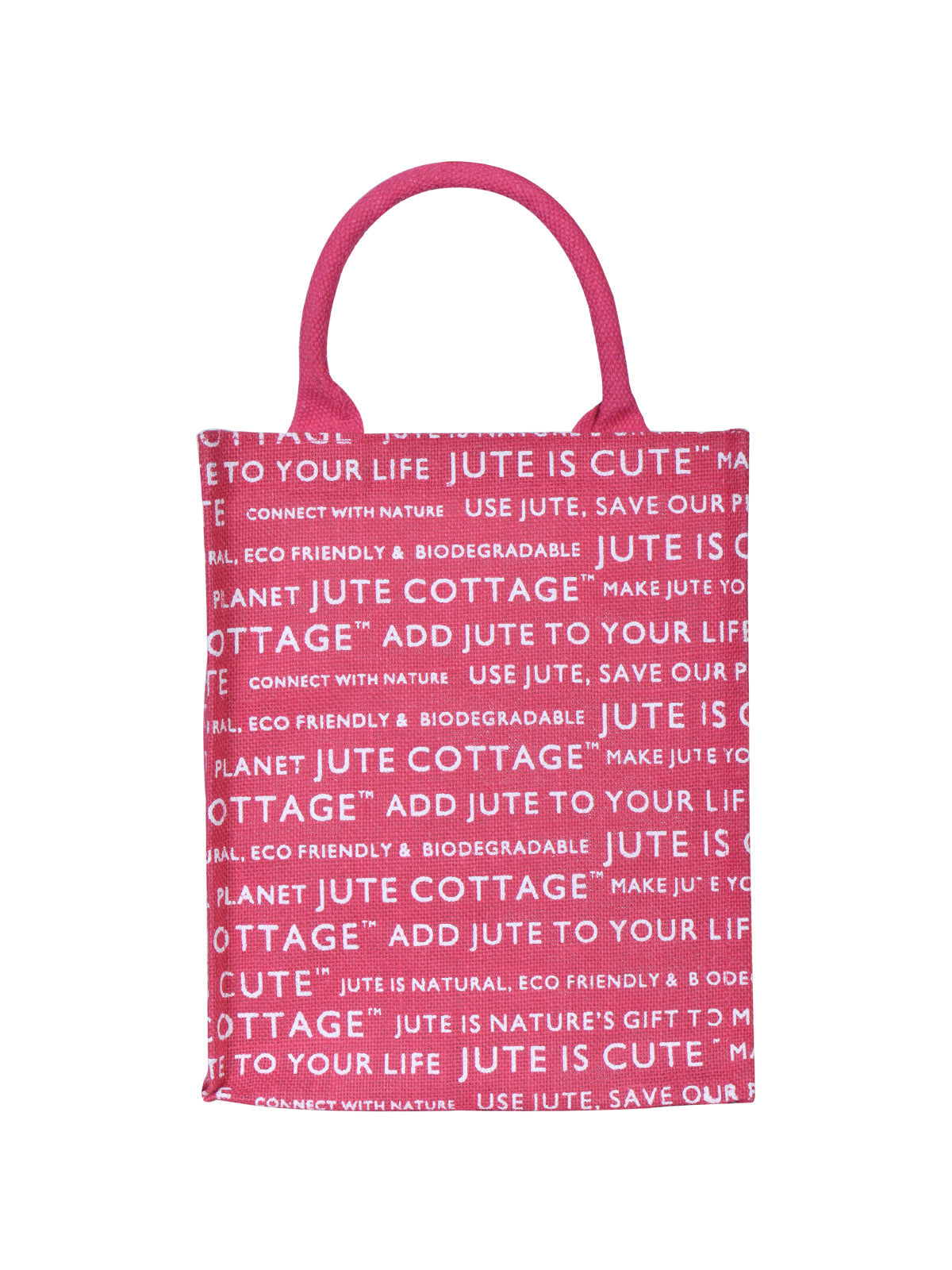 13 X 11 X 7 - JUTE COTTAGE PRINTED ZIPPER LUNCH BAG (B-038-PINK)