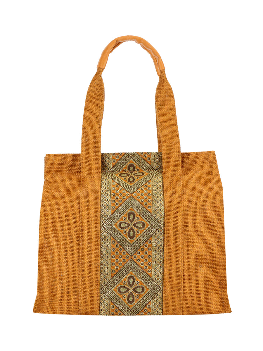 JUTE COTTAGE VERTICAL LACE ZIPPER LUNCH BAG, SUSTAINABLE, ECO-FRIENDLY, STYLISH JUTE BAG (RED 10X10X6)