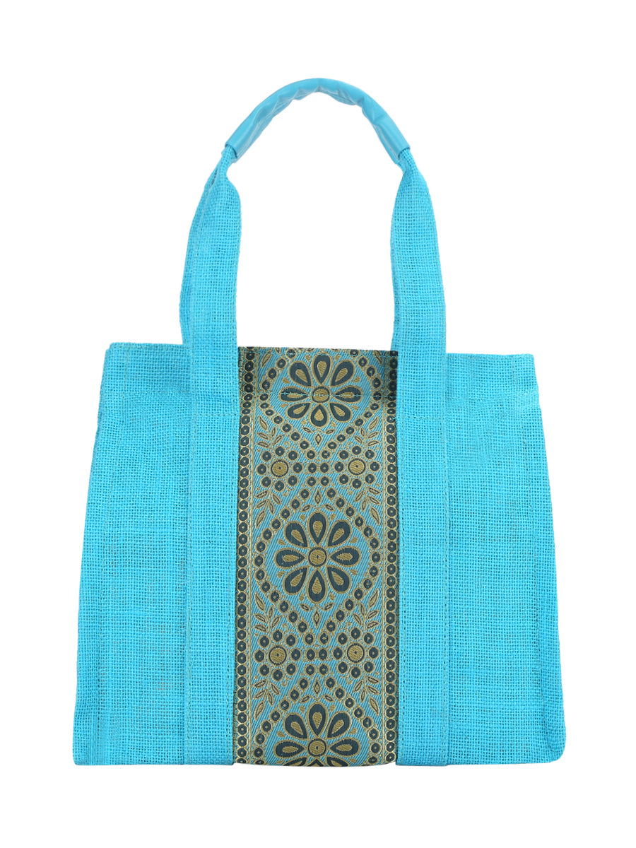 JUTE COTTAGE VERTICAL LACE ZIPPER LUNCH BAG, SUSTAINABLE, ECO-FRIENDLY, STYLISH JUTE BAG (RED 10X10X6)