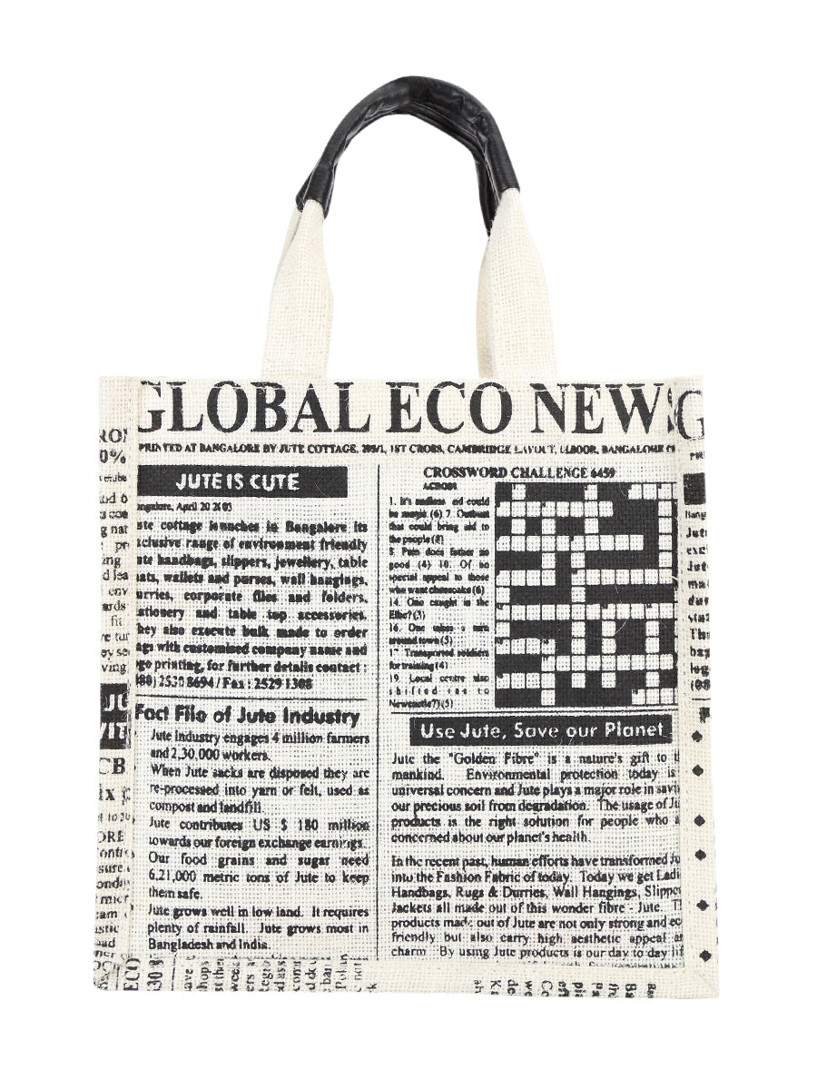 JUTE COTTAGE GLOBAL LUNCH BAG SUSTAINABLE, ECO-FRIENDLY, STYLISH JUTE BAG, 100% GENUINE JUTE (WHITE 10X10X6)