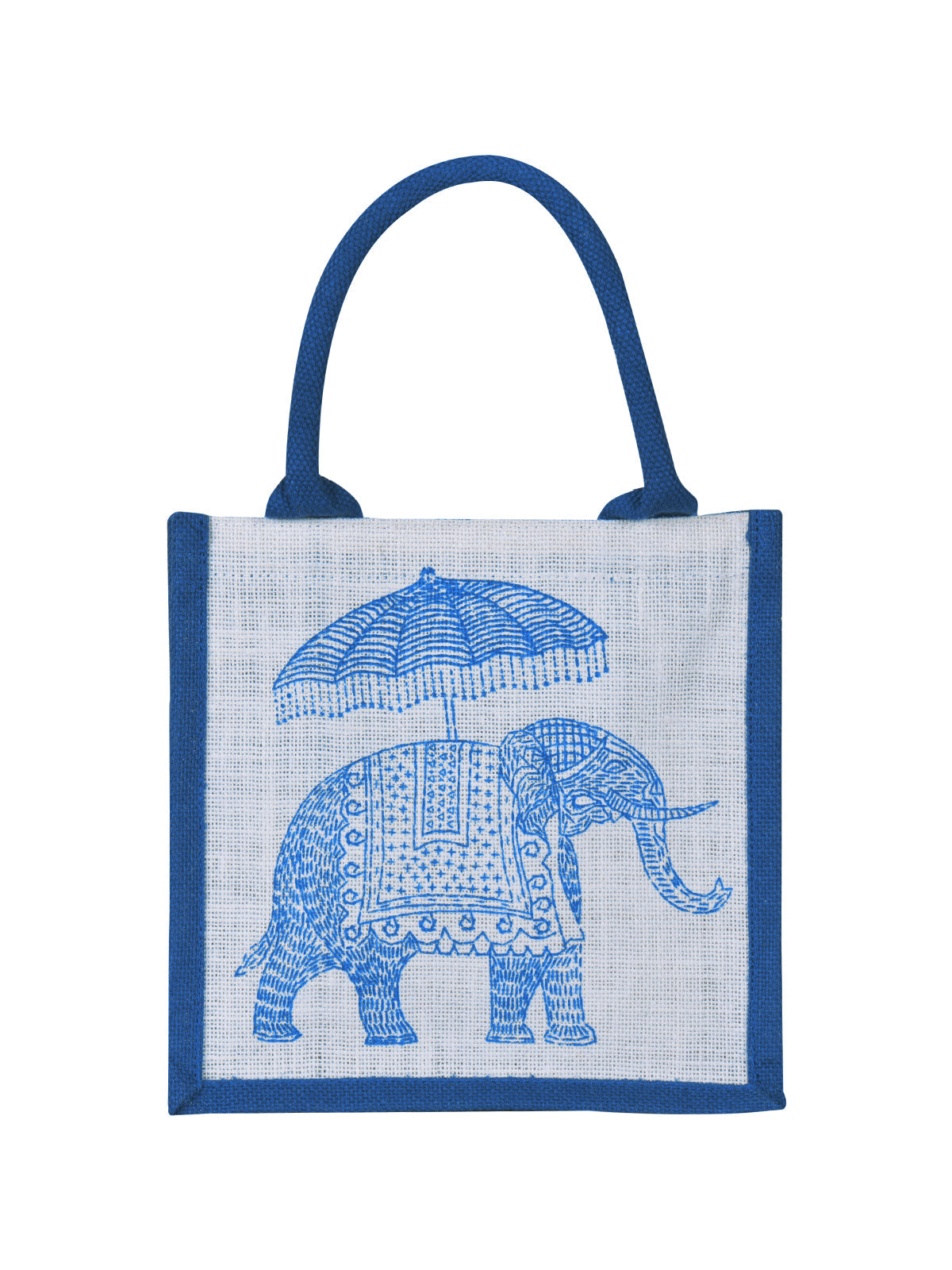 10 X 10 X 7 - ELEPHANT PRINT ZIPPER (B-074-BRIGHT BLUE)