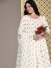 House of Pataudi Rozana Floral Printed Pure Cotton Kurta with Trousers & Dupatta