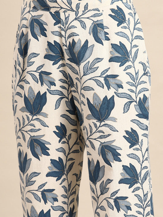 anayna Women Floral Printed Regular Kurta with Trousers
