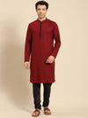 Amodh by Kisah Men Maroon Kurta (Set of 2)